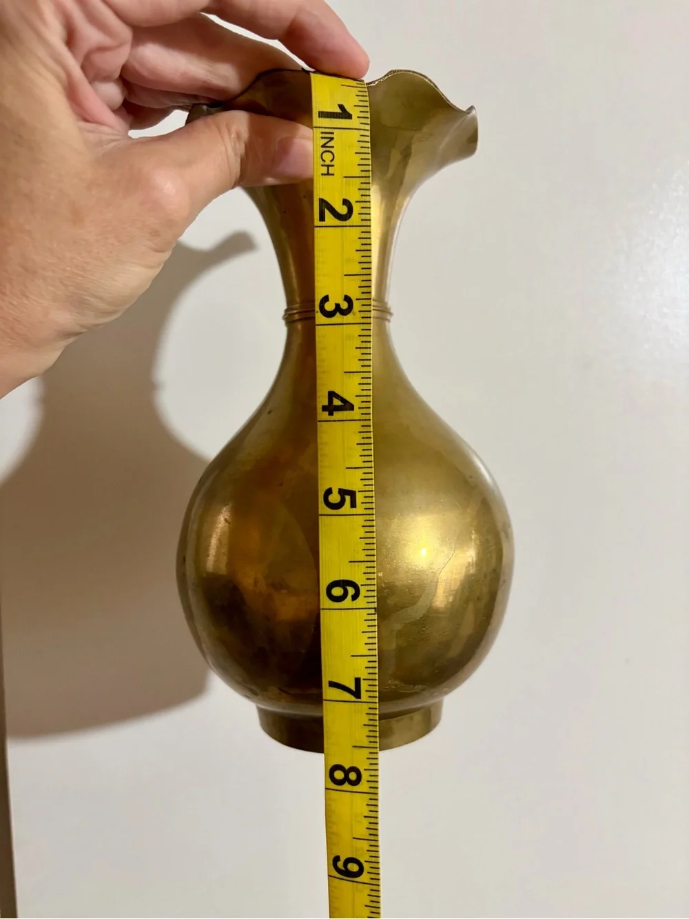 Vintage Brass Decorative Bud Vase in Antique Gold Finish